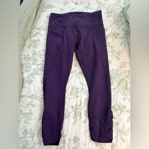 Purple Lululemon Leggings with pockets ruched ankle size 6